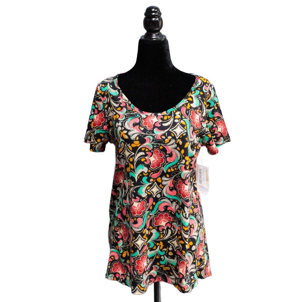 NWT LuLaRoe Red, Black, Green Graphic Floral Classic T, Size Small